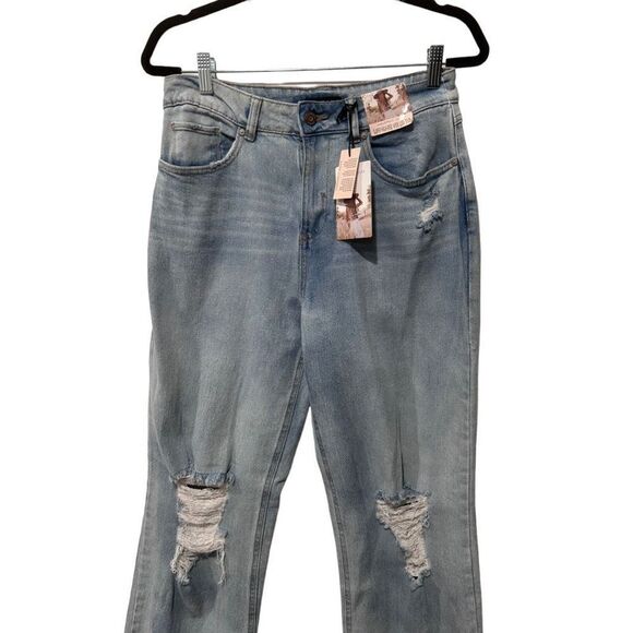 NWT New Sincerely Jules High Rose wide Leg Light Wash Loose Distressed Size 28 - Picture 2 of 11